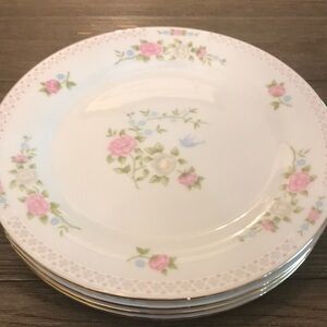 Crown Ming Bird if Paradise 10 1/2 dinner plates set of 4 EUC